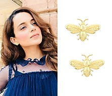 Gold Finish Bee Motif Earrings