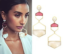 Gold Plated Pink Quartz Larva Earrings