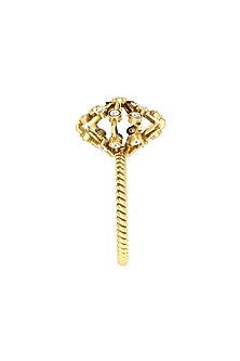 Two-Tone Finish Round-Shaped Diamond 3D Ring