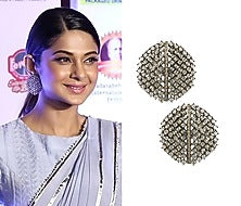 Antique Silver Finish Champagne Stones Studs