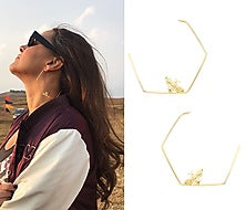 Gold Finish Killer Bee Hoops Earrings