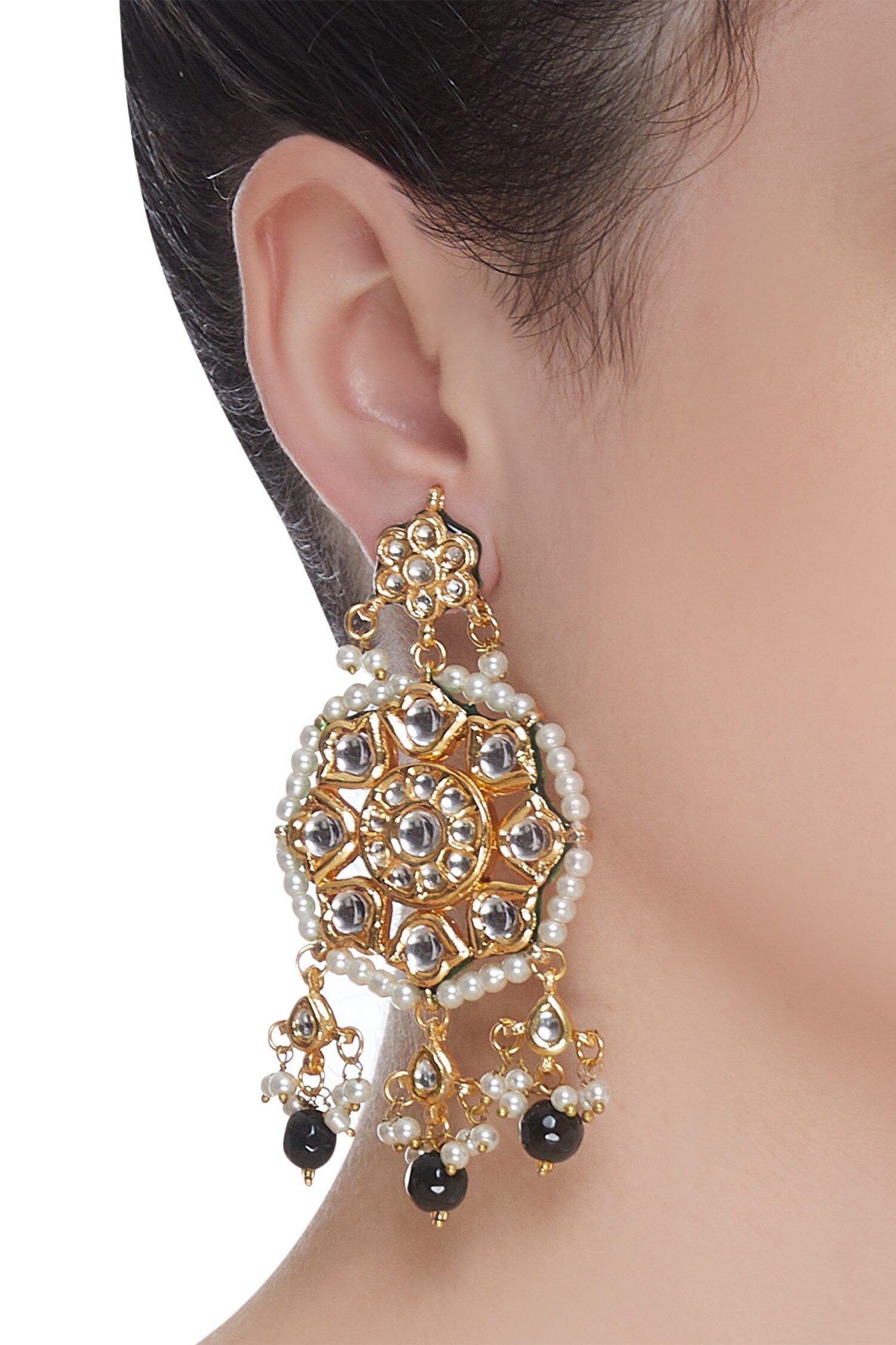 Pearl Drop Kundan Earrings 