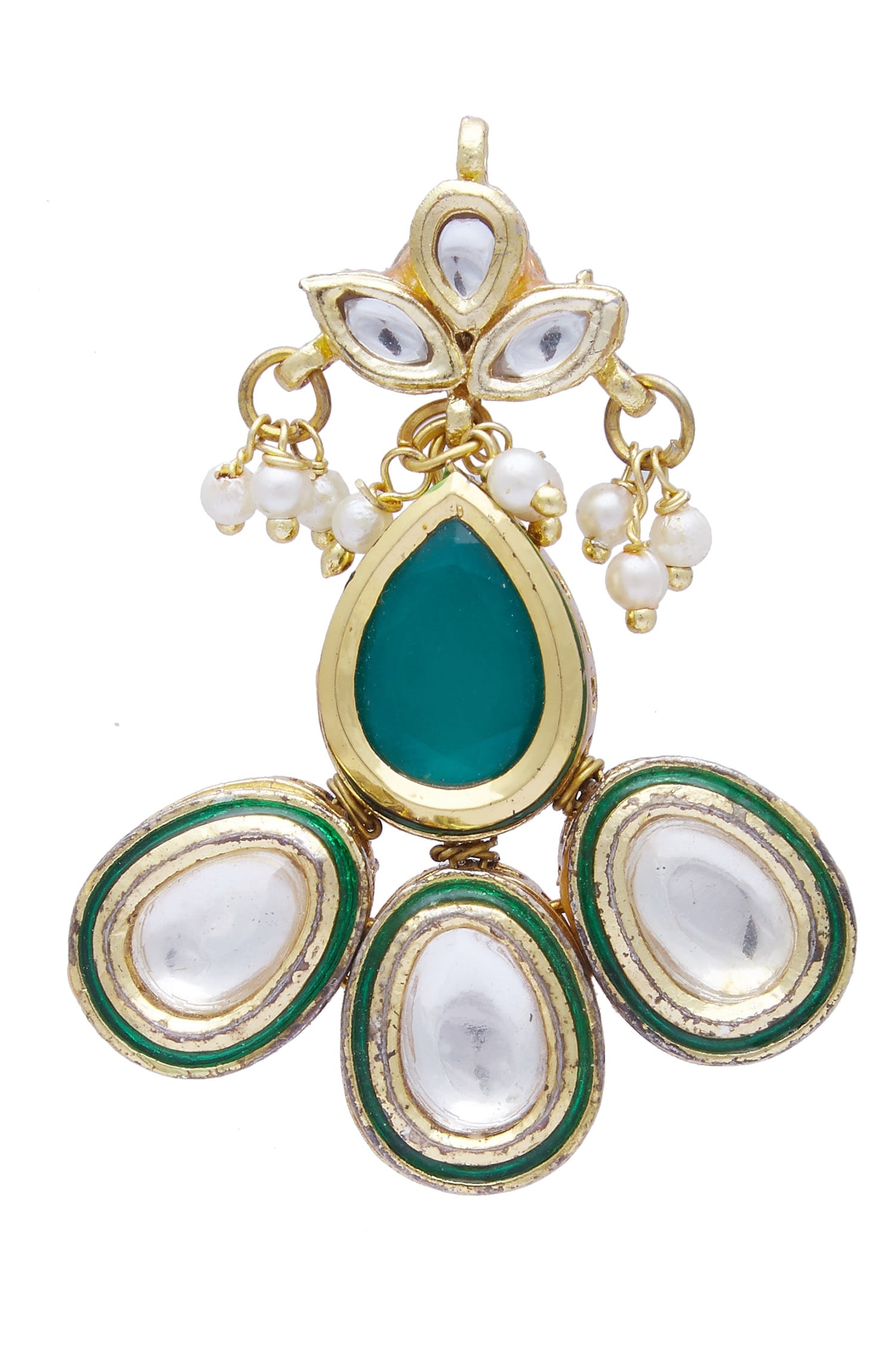 Gold Kundan Polki Stone Stud Earrings 
