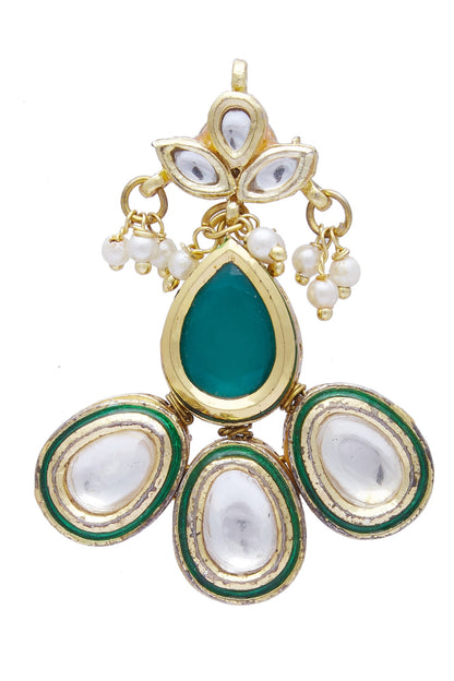 Gold Kundan Polki Stone Stud Earrings 