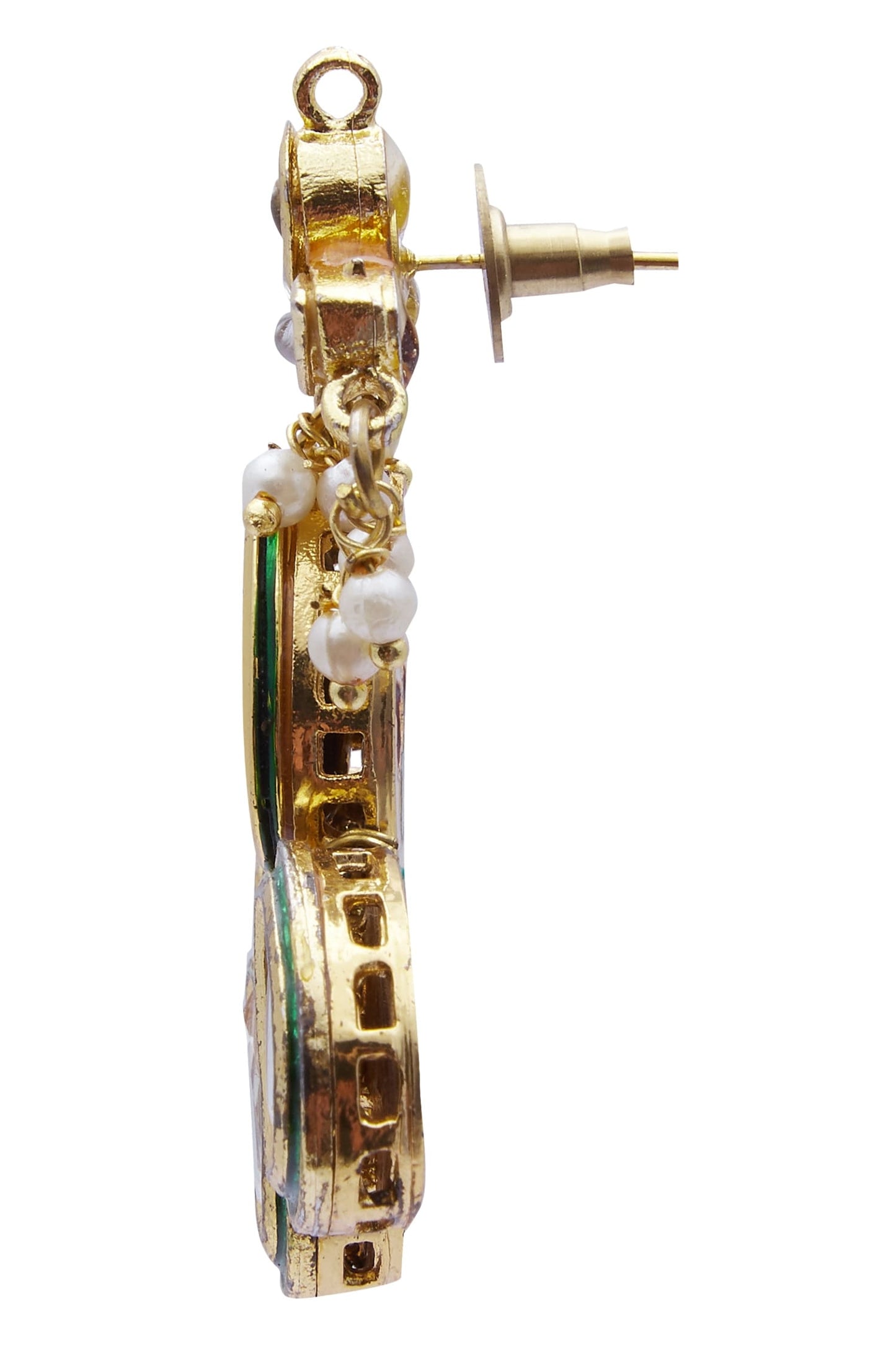 Gold Kundan Polki Stone Stud Earrings 