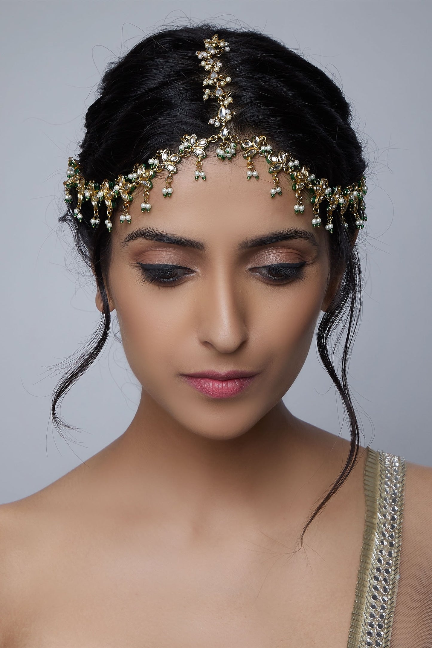 Gold Kundan Stone Mathapatti 