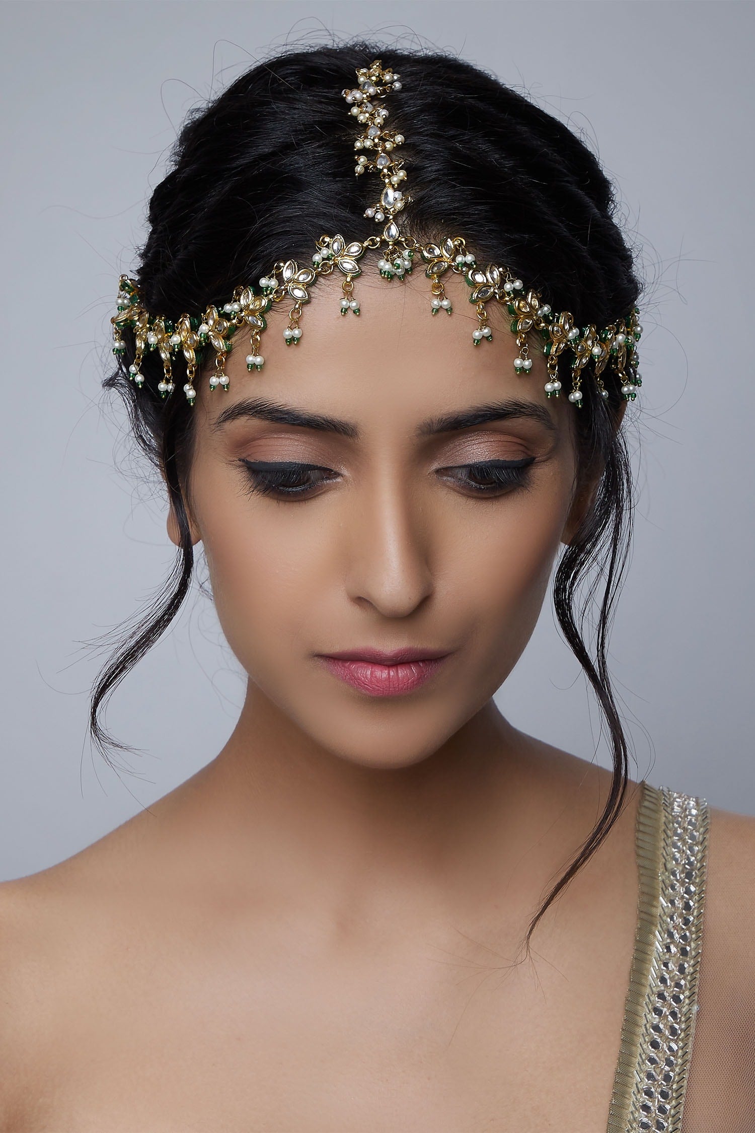 Gold Kundan Stone Mathapatti 