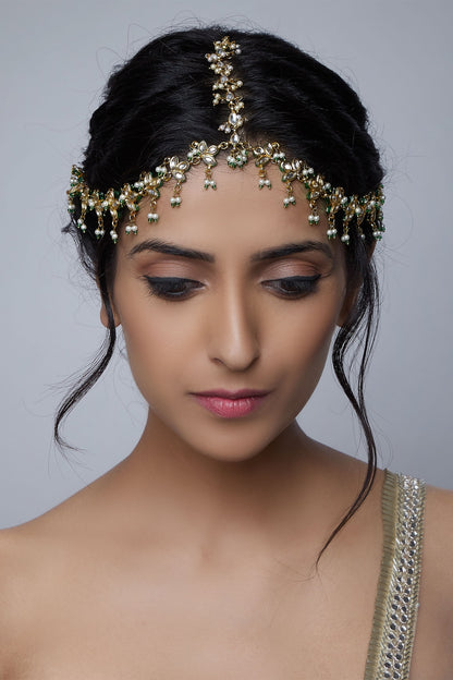 Gold Kundan Stone Mathapatti 