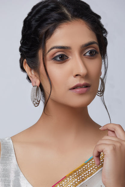 Layered Crystal Hoop Earrings 