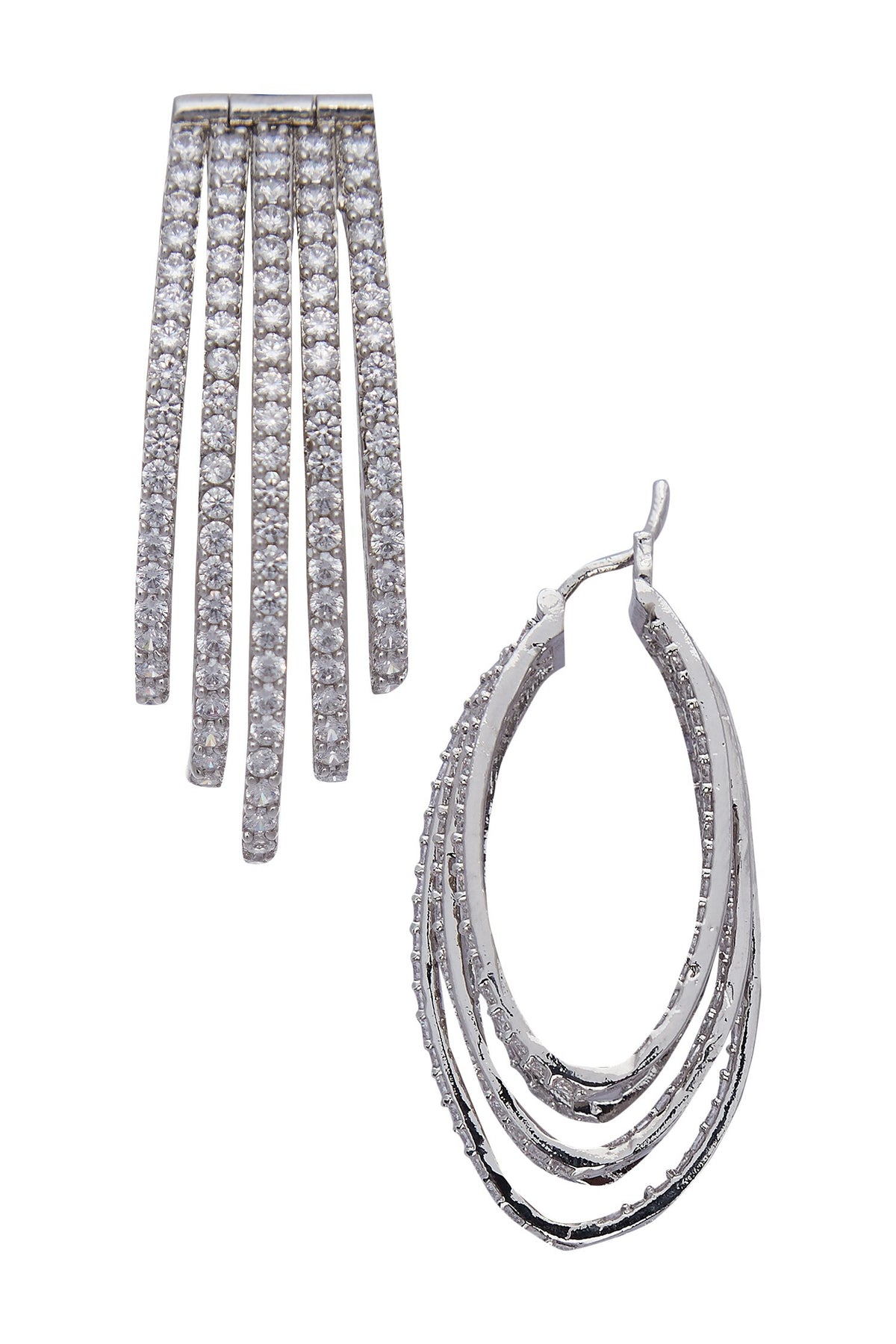 Layered Crystal Hoop Earrings 