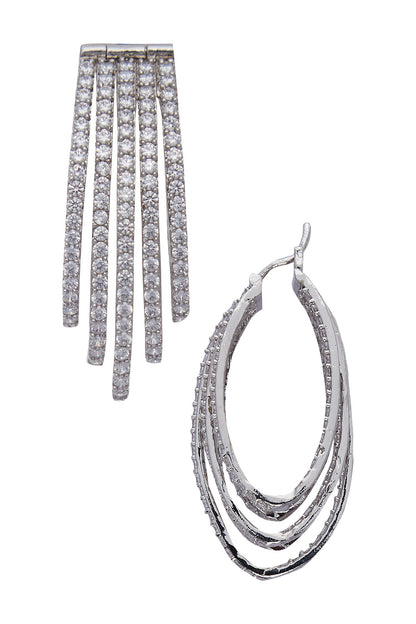 Layered Crystal Hoop Earrings 