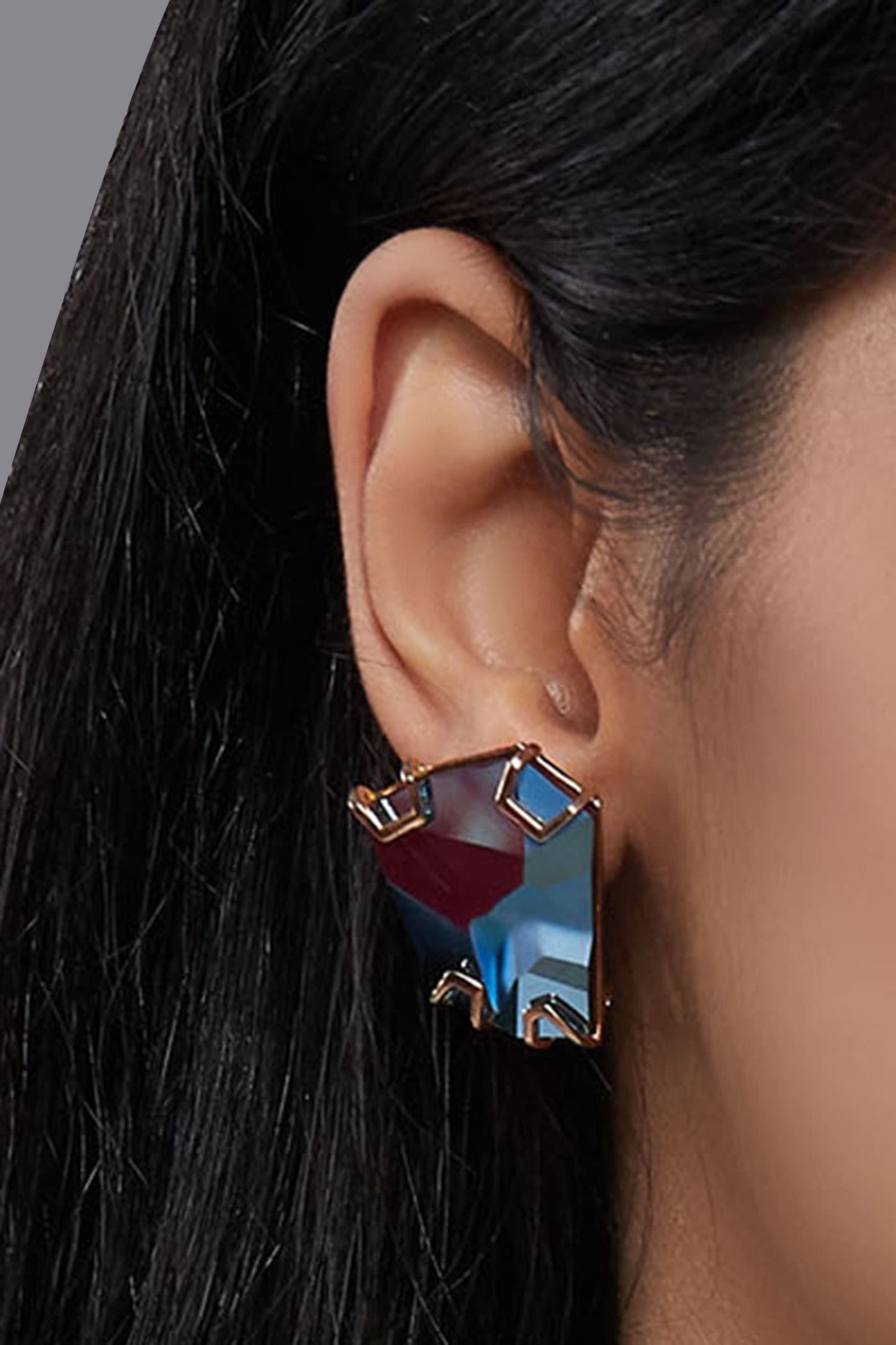 Geometric Crystal Stud Earrings 