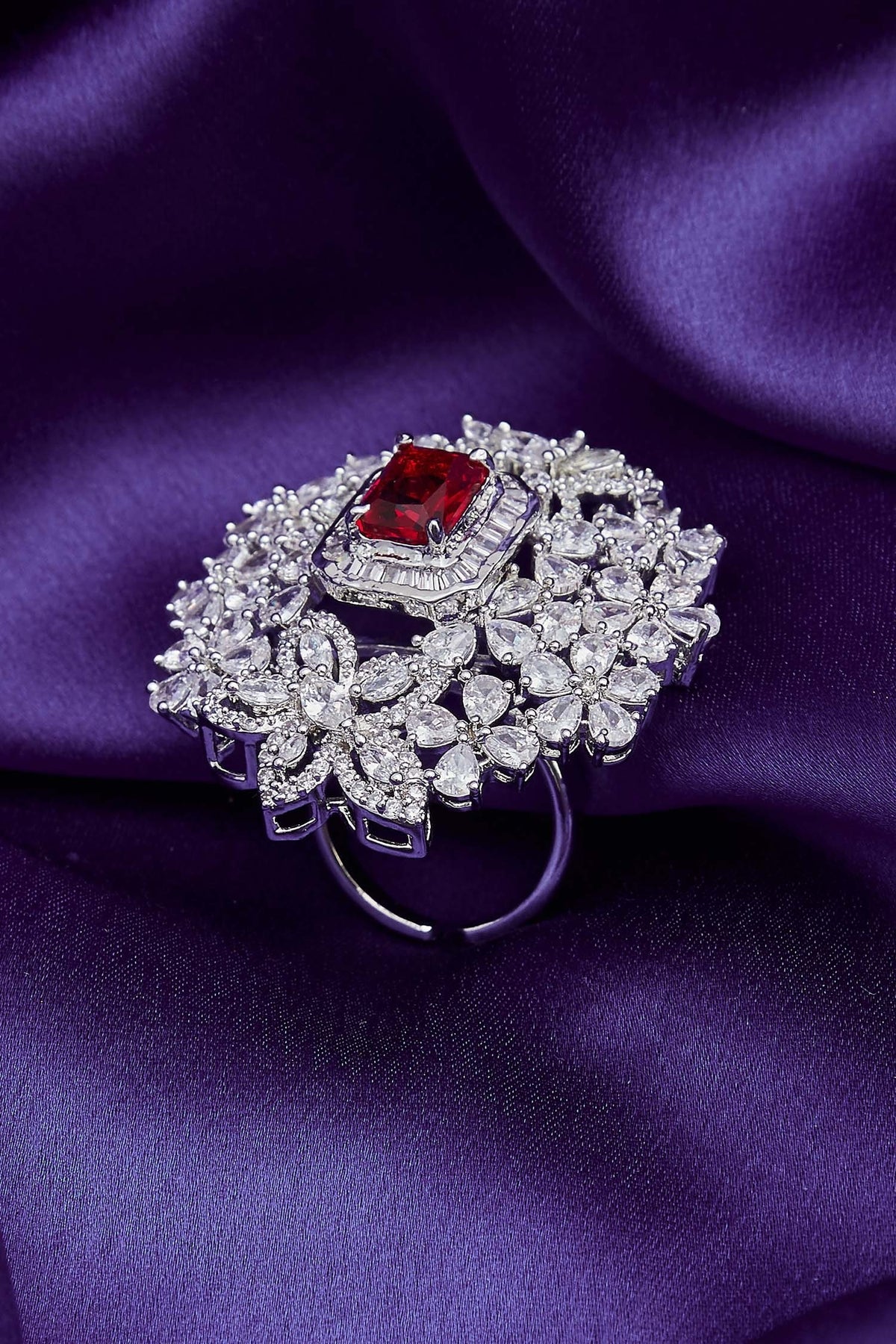 Crystal Floral Ring 