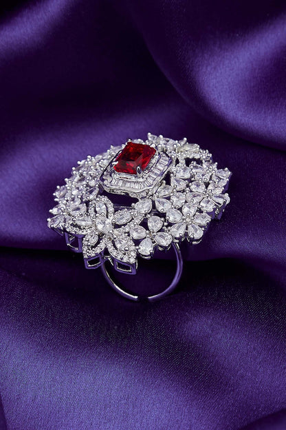 Crystal Floral Ring 