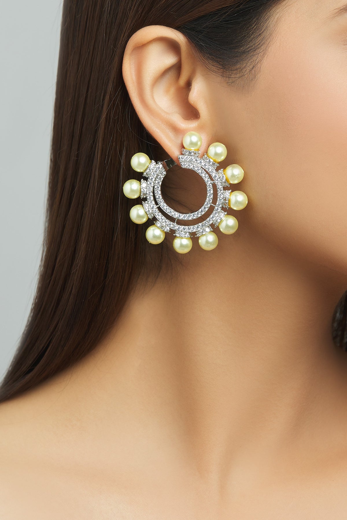 Stone Hoop Earrings 
