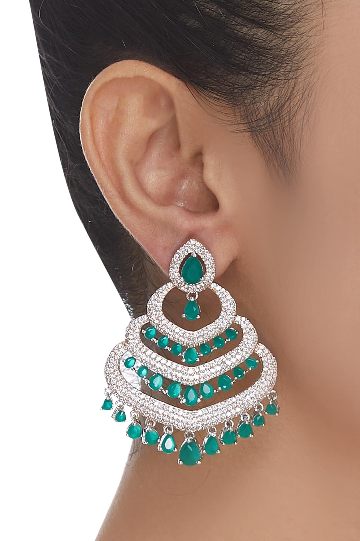 Stone studded bead dangler earrings 