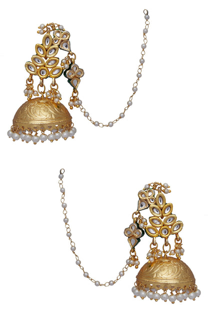 Kundan Leaf Dangling Jhumka Earrings 