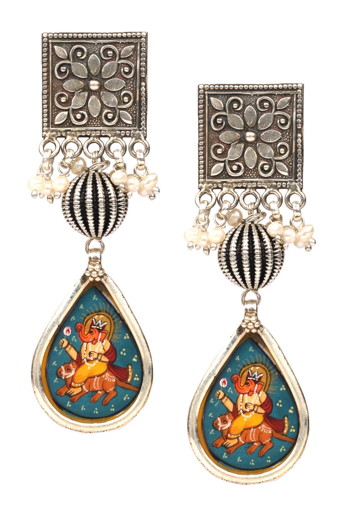 God figure painted earrings 