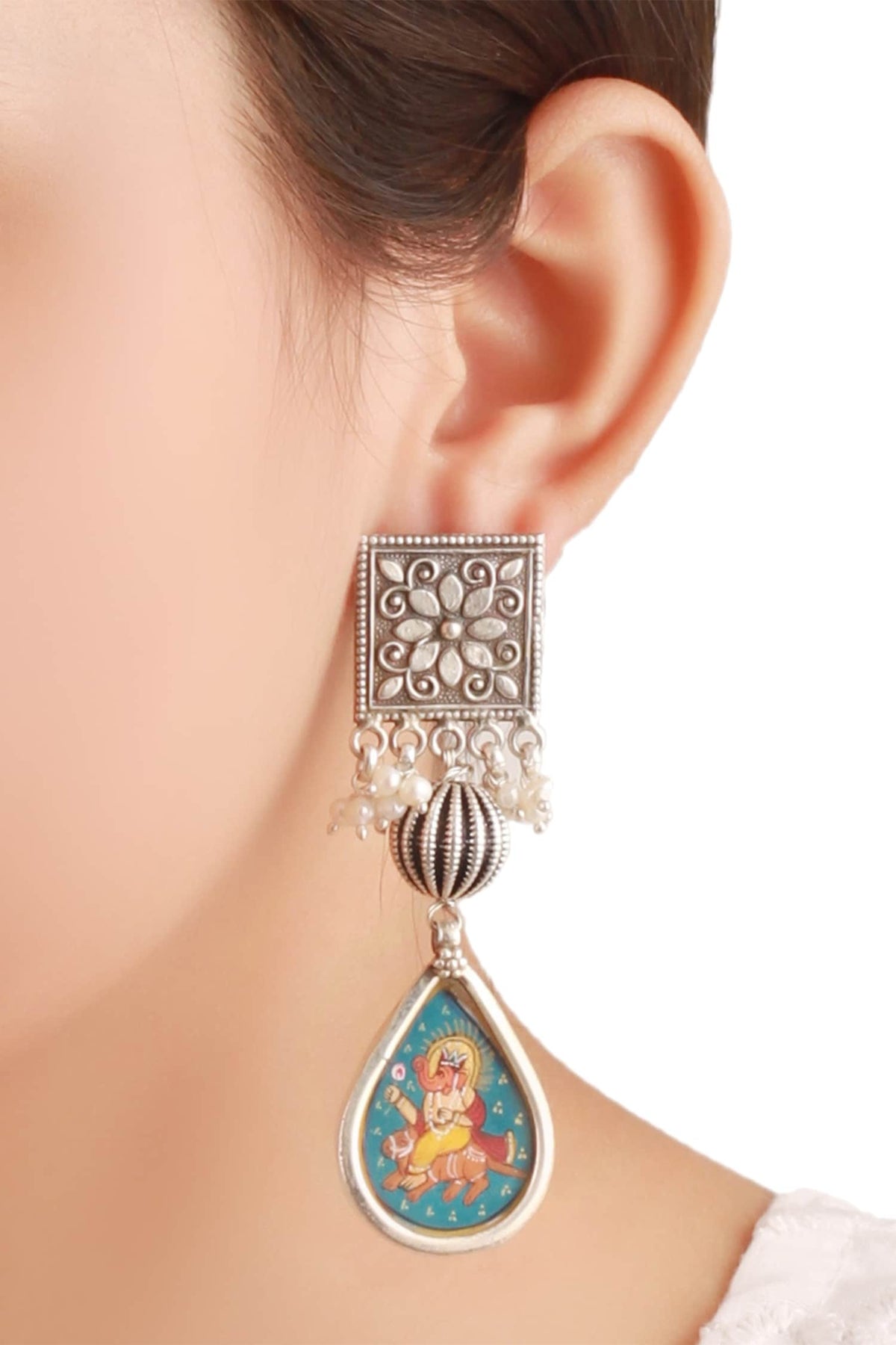 God figure painted earrings 