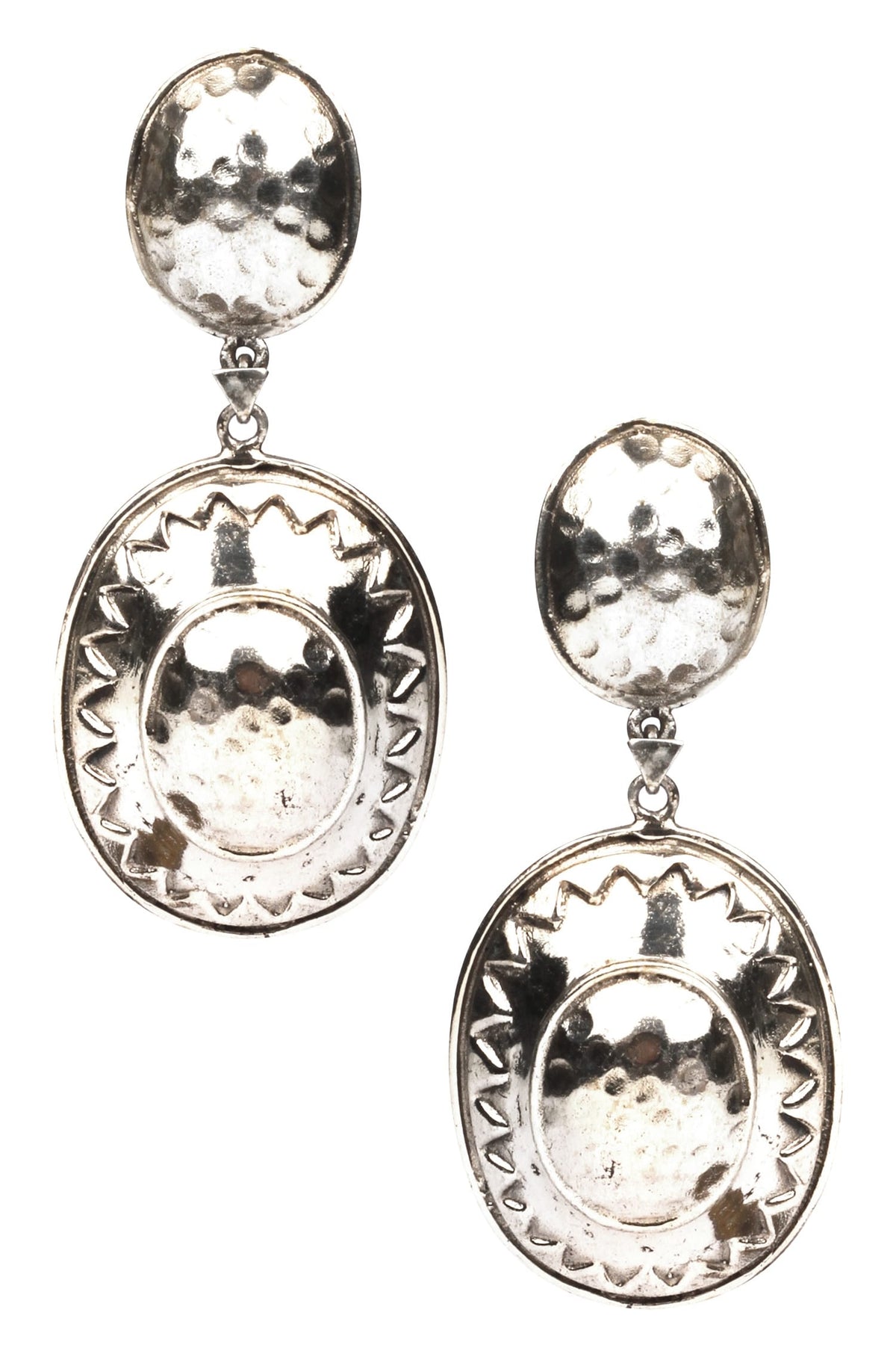 Ovate embossed snap earrings 
