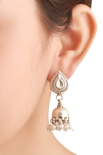 Pearl Drop Handcrafted Jhumka Earrings 