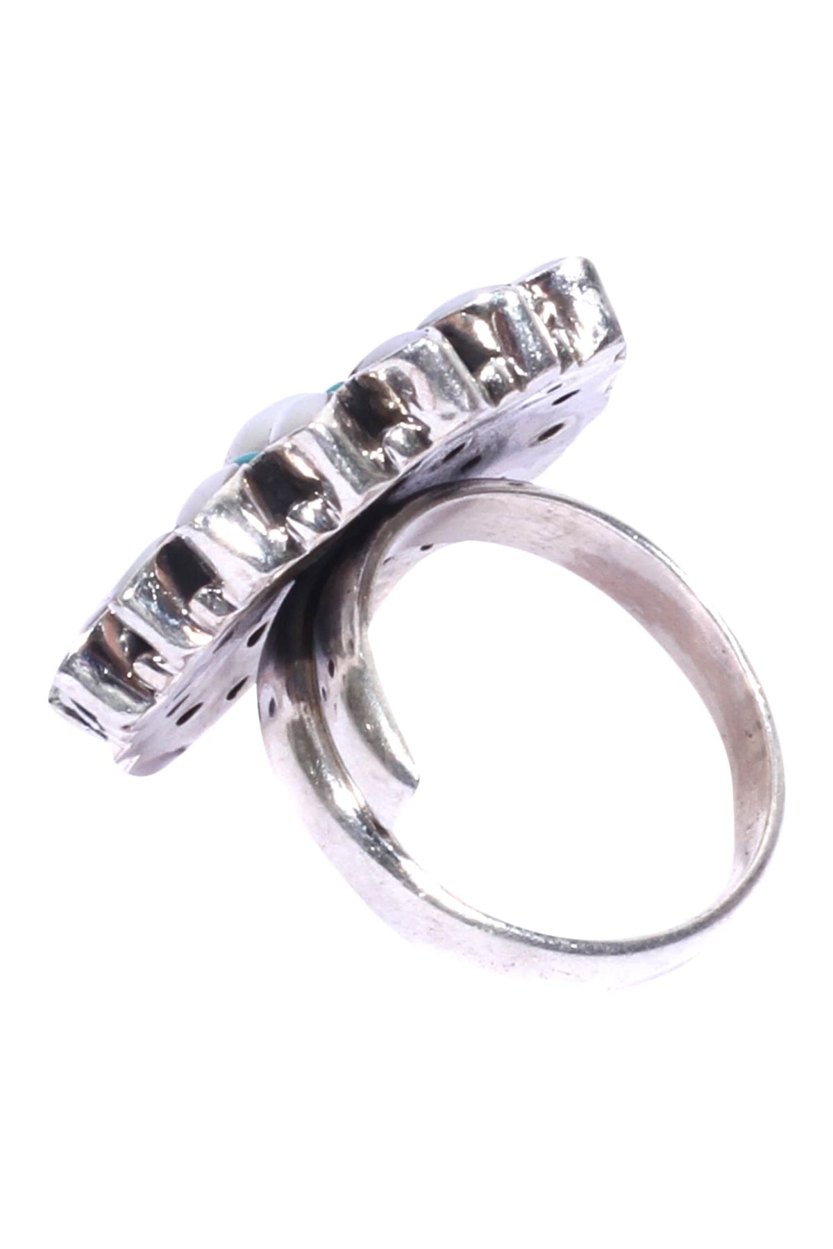 Flower Stone Encrusted Finger Ring  