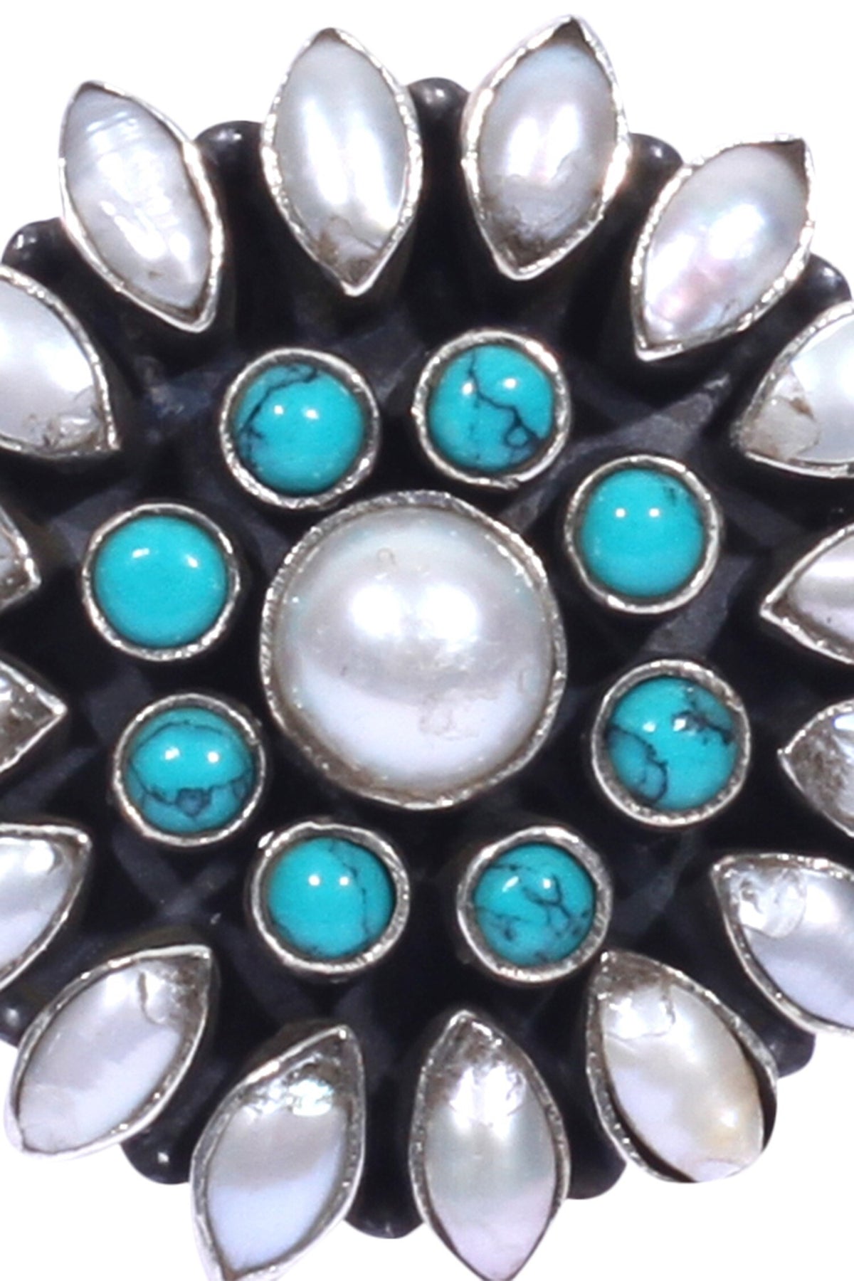 Flower Stone Encrusted Finger Ring  