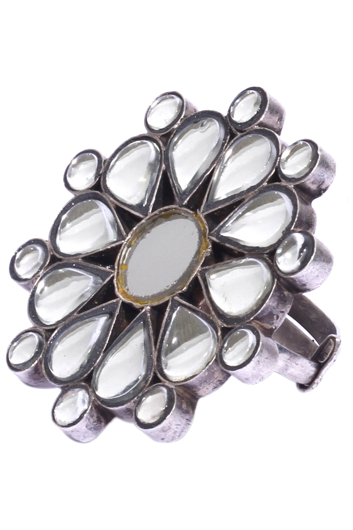 Flower Glass Oversized Finger Ring 
