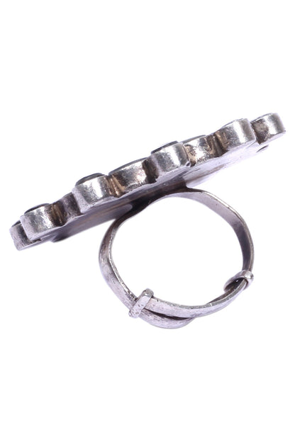 Flower Glass Oversized Finger Ring 