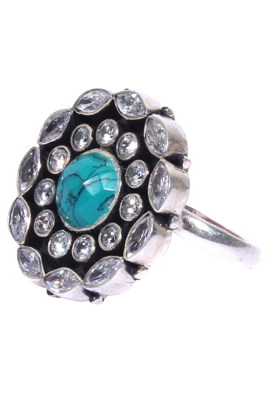 Stone Embedded Oversized Finger Ring  