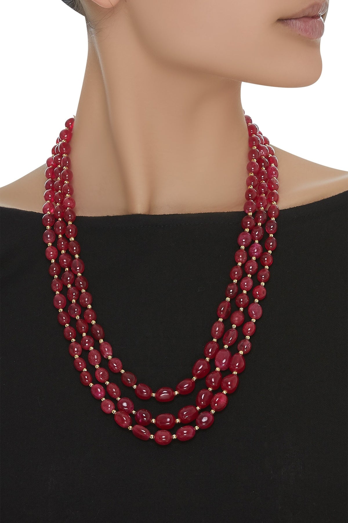 Three layered stone necklace 
