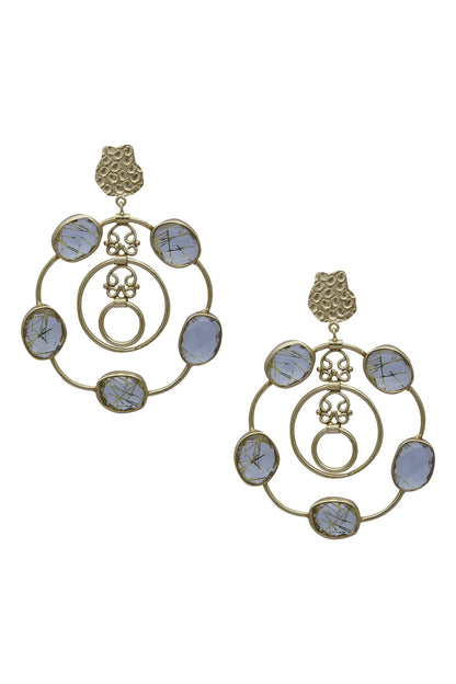 Stone studded loop earrings 