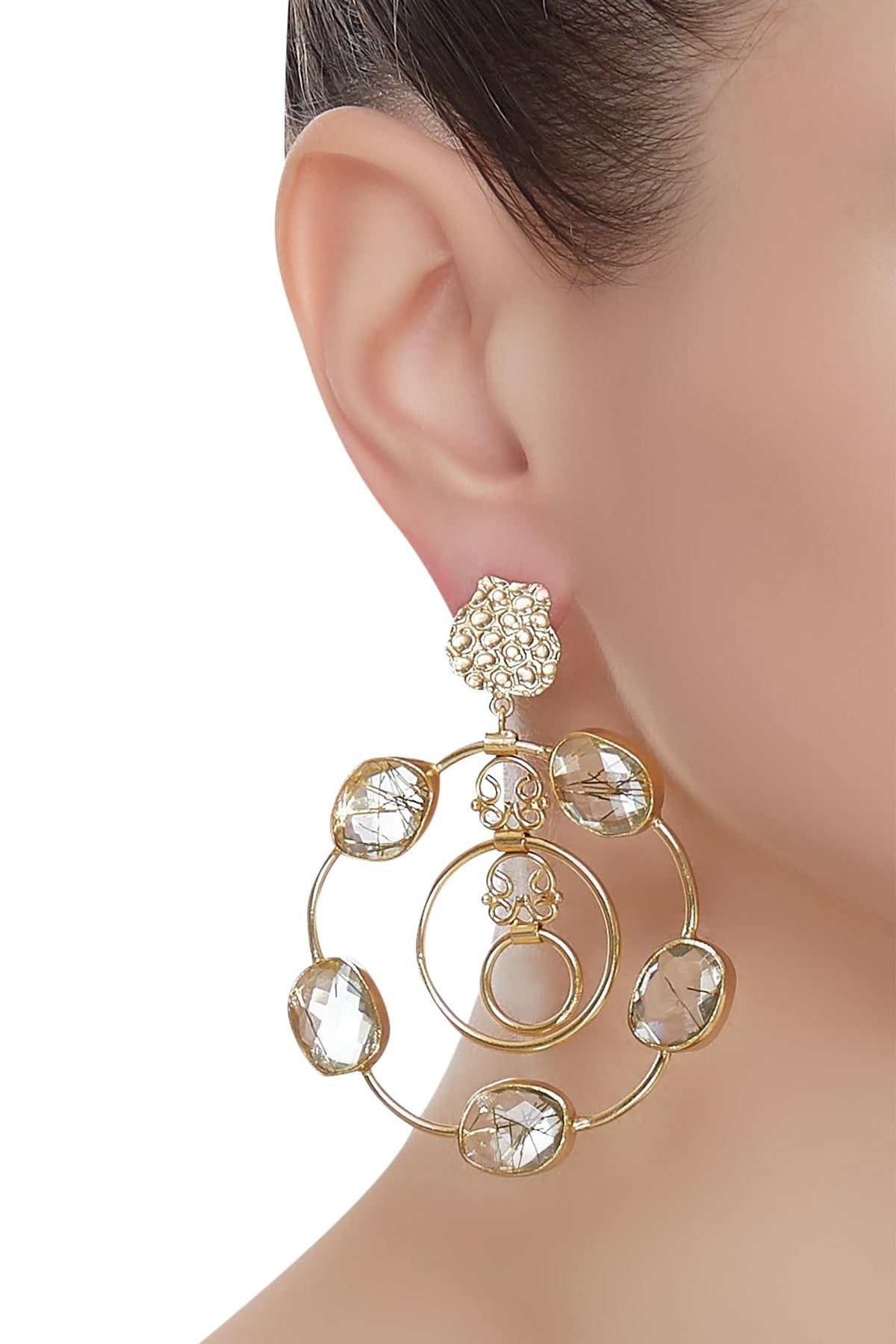 Stone studded loop earrings 