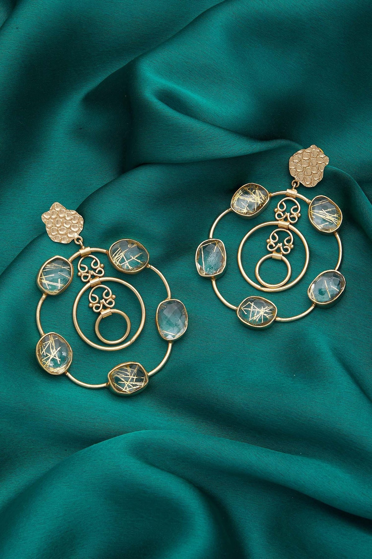 Stone studded loop earrings 