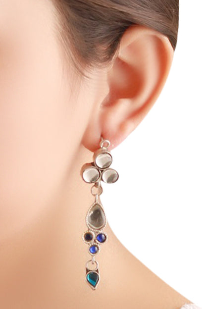 Long Stone Studded Earrings 