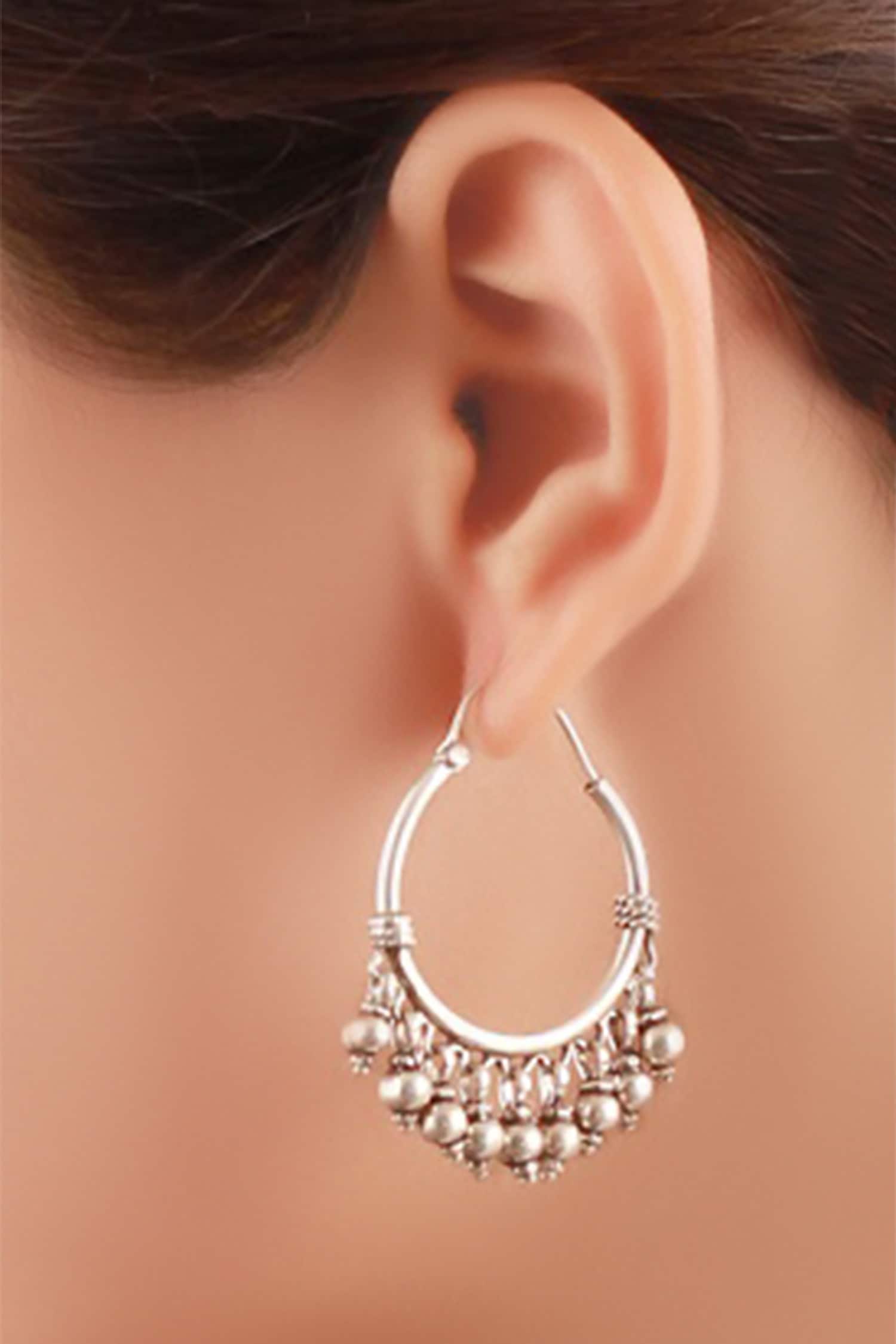 Bead strung loop earrings 