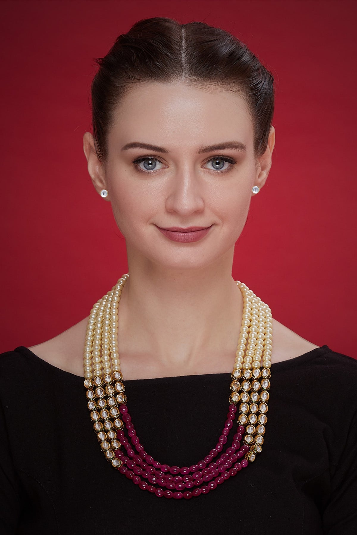 Layered kundan stone necklace 