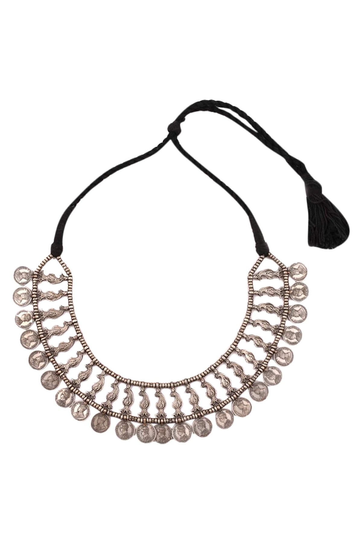 Oxidized Coin Choker Necklace 