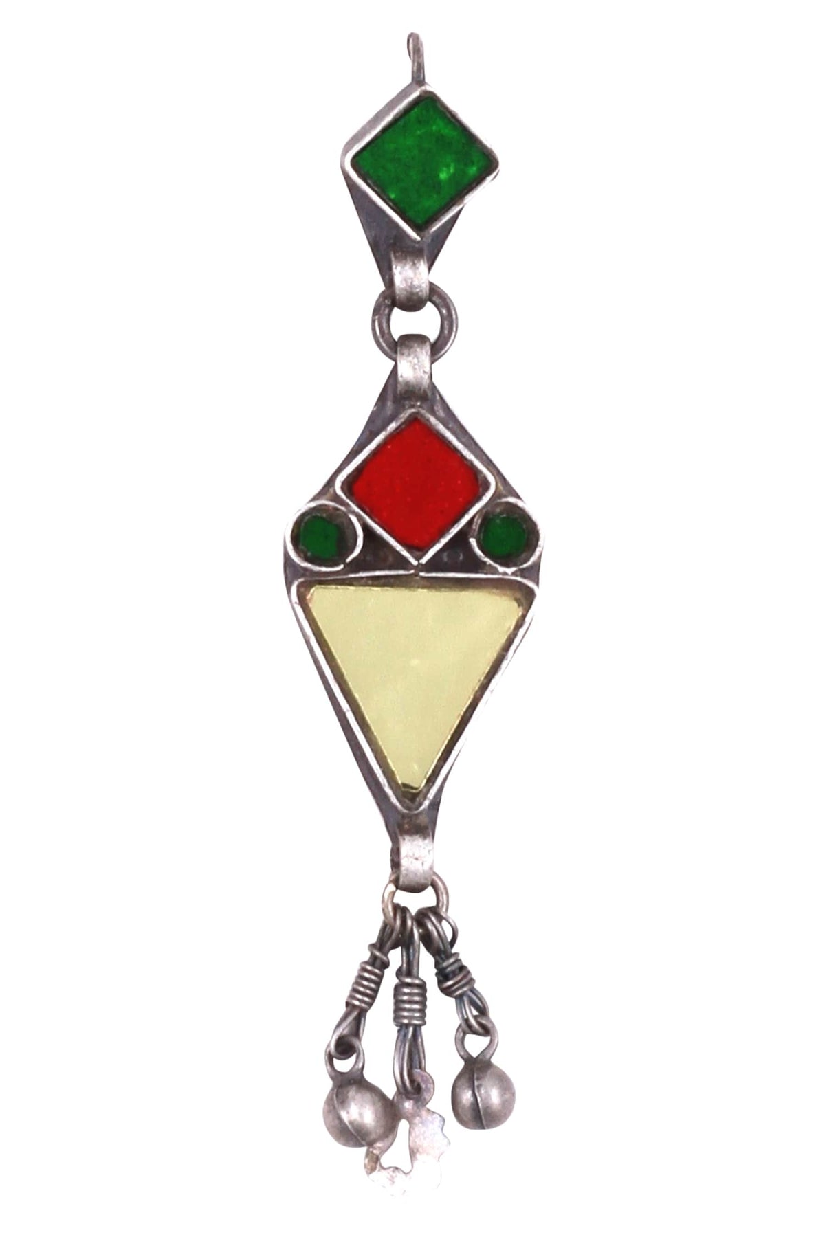Geometric Silver Danglers with Bead Details 