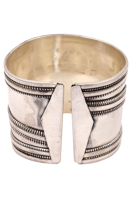 Oxidized Silver Carved Cuff 