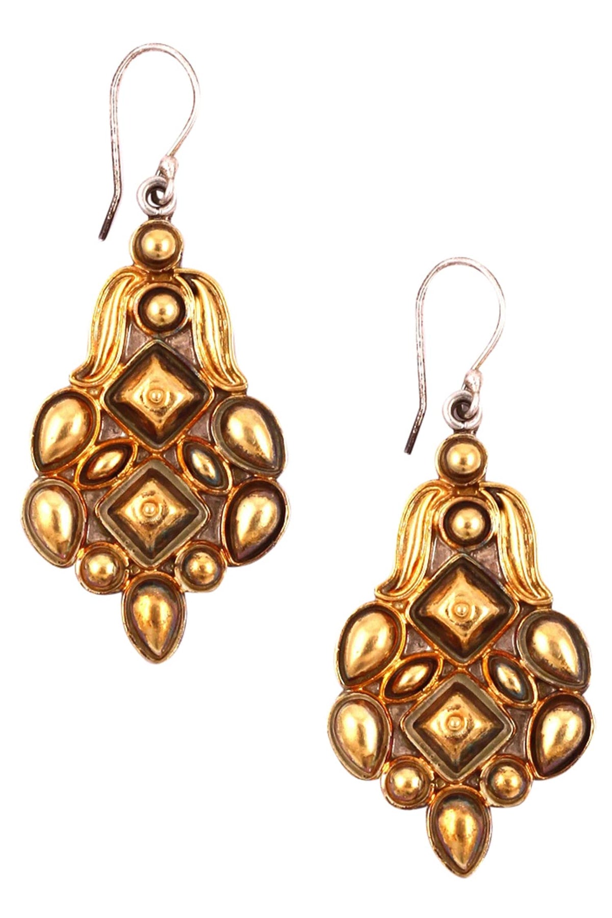 Gold Embossed Silver Danglers 