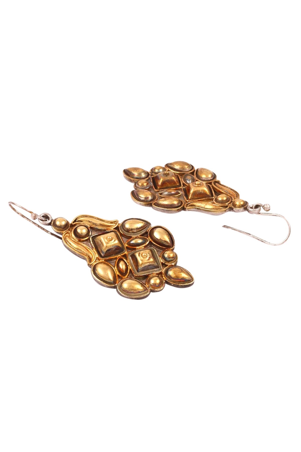 Gold Embossed Silver Danglers 