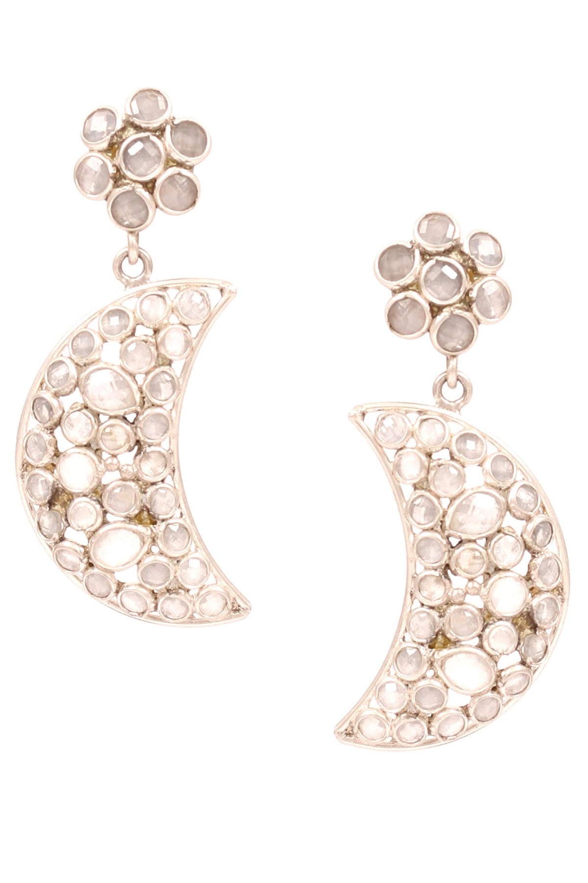 Crescent Moon Stone Earrings 