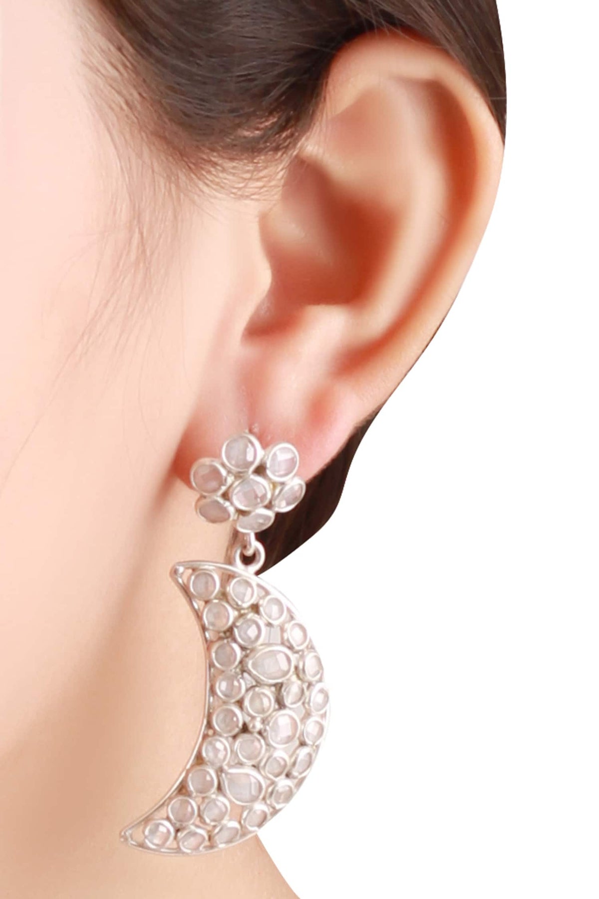 Crescent Moon Stone Earrings 
