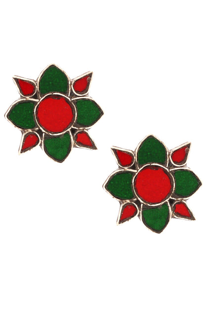 Floral glass studs 