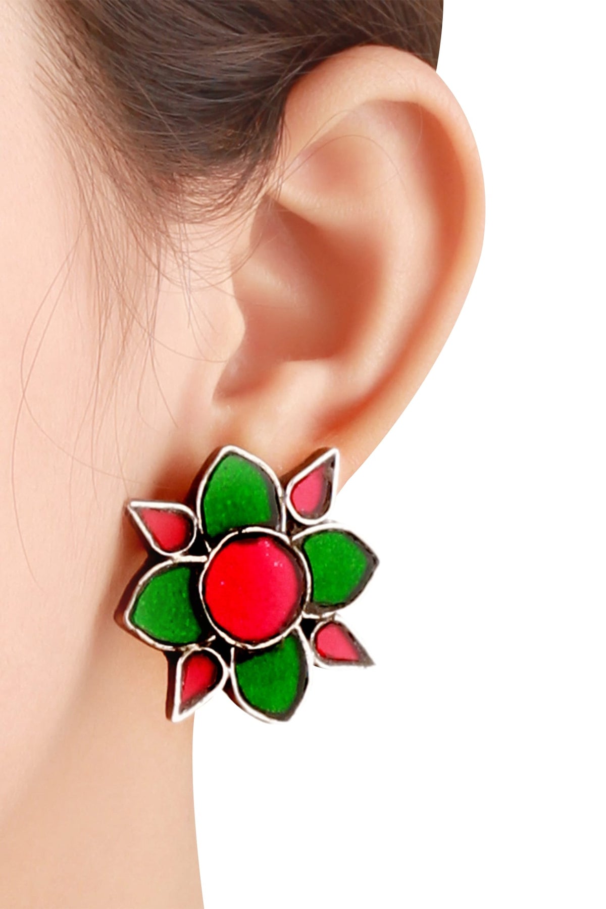 Floral glass studs 