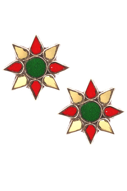 Floral glass studs 