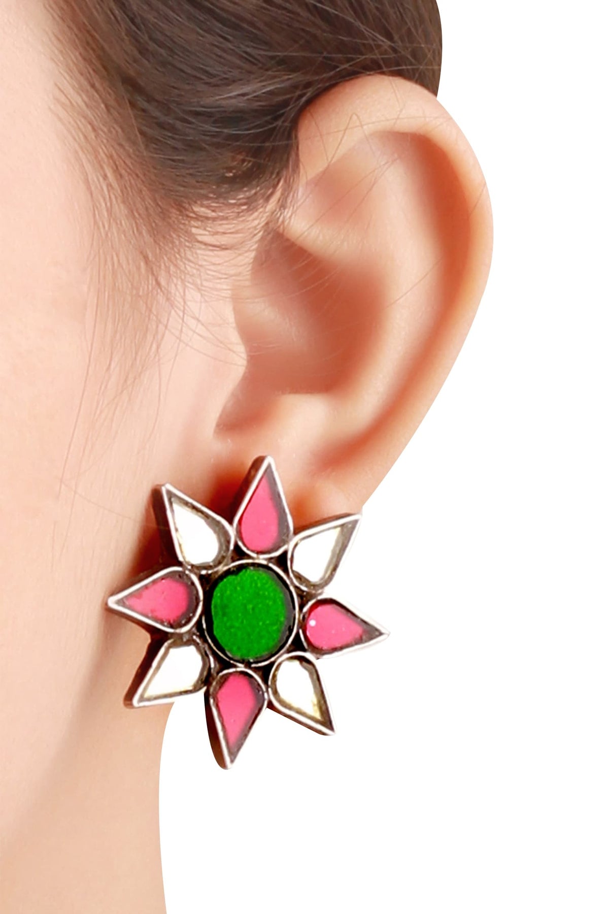 Floral glass studs 