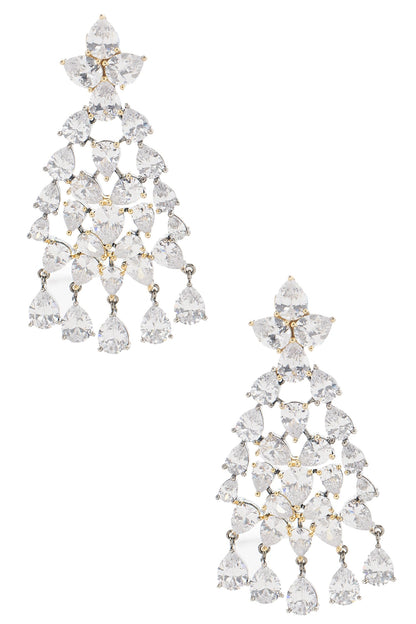 Gold & White Crystal Earrings 