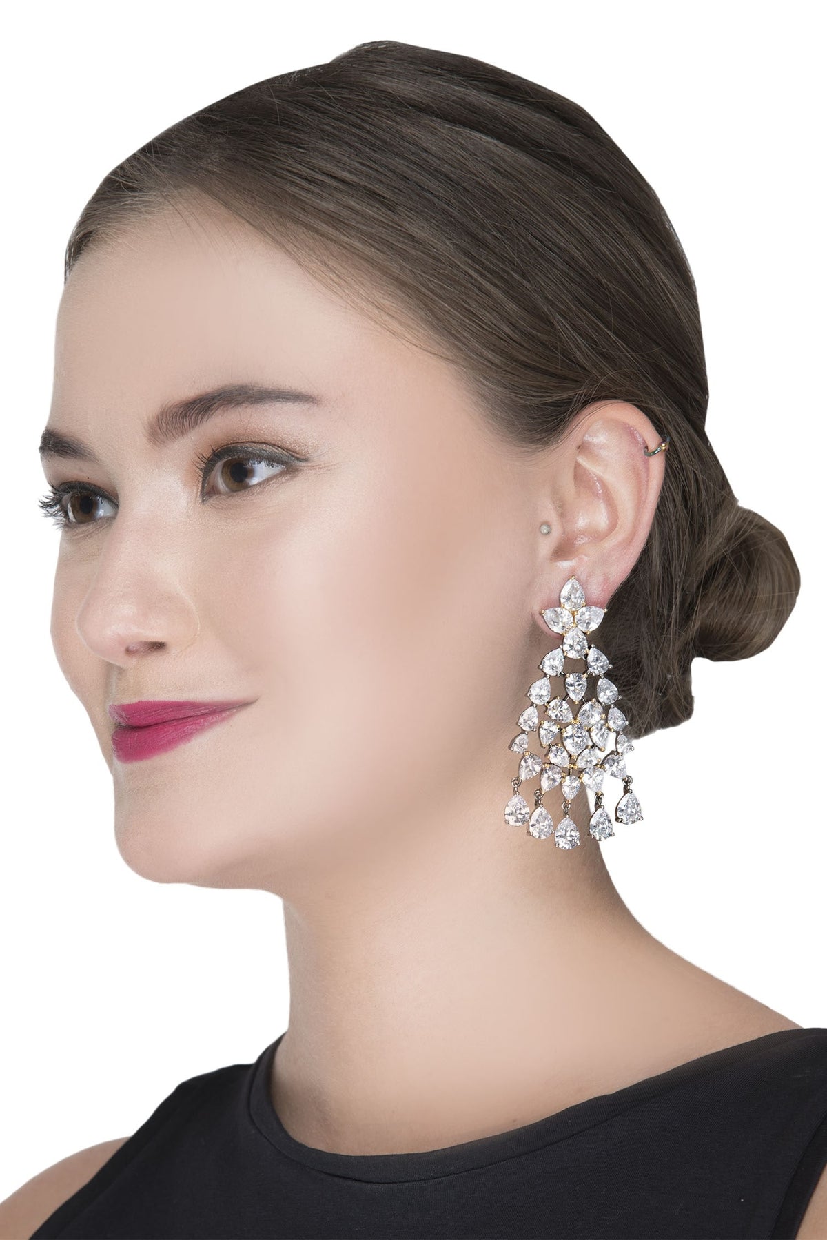 Gold & White Crystal Earrings 
